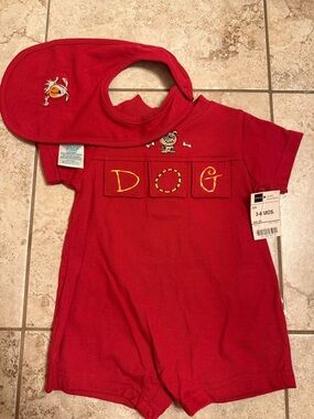 Vintage baby okie dokie embroidered dog romper  3-6 m NWT